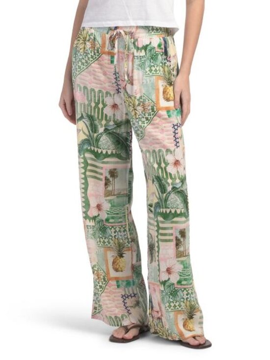PAPERHEART Pants - PAPERHEART Linen Blend Tropical Summer Print Trousers